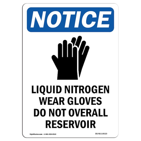 OSHA Sign, Liquid Nitrogen Wear With Symbol, 5in X 3.5in Decal, 10PK, 3.5" W, 5" H, Portrait, PK10